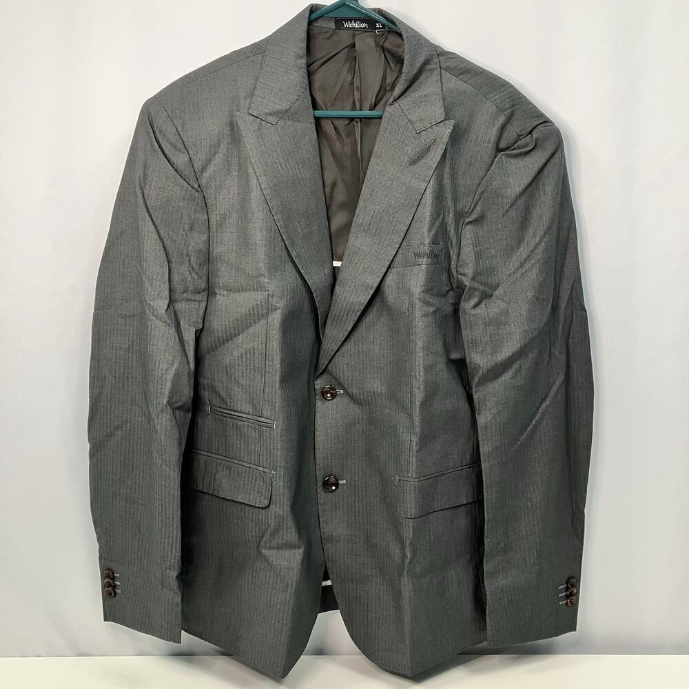 Wehilion Men's Sport Coat Blazer Gray 2 button Suit Jacket size XL